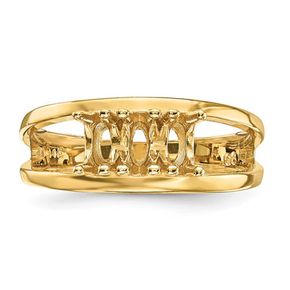 14k Polished 3-Stone Mothers Ring Mounting