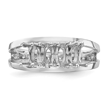14k White Gold Polished 4-Stone Mothers Ring Mounting