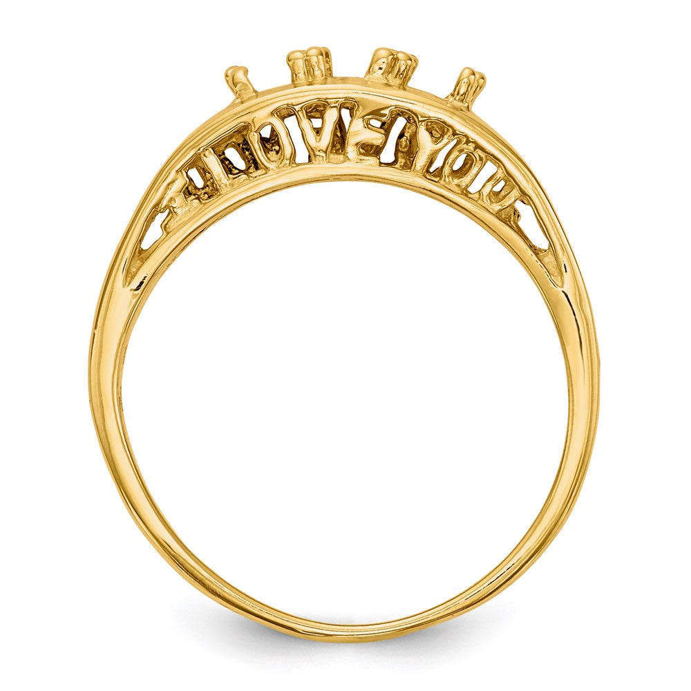 14k Polished 3-Stone Mothers Ring Mounting