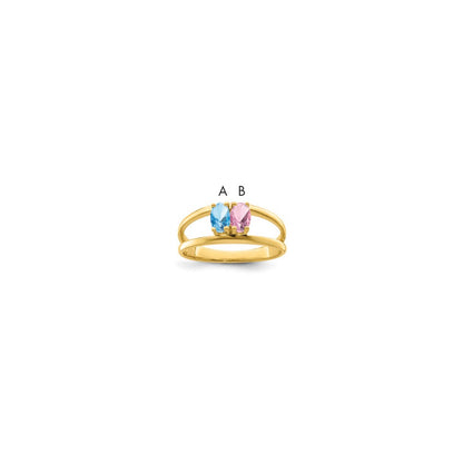 14k Polished 2-Stone Mothers Ring Mounting