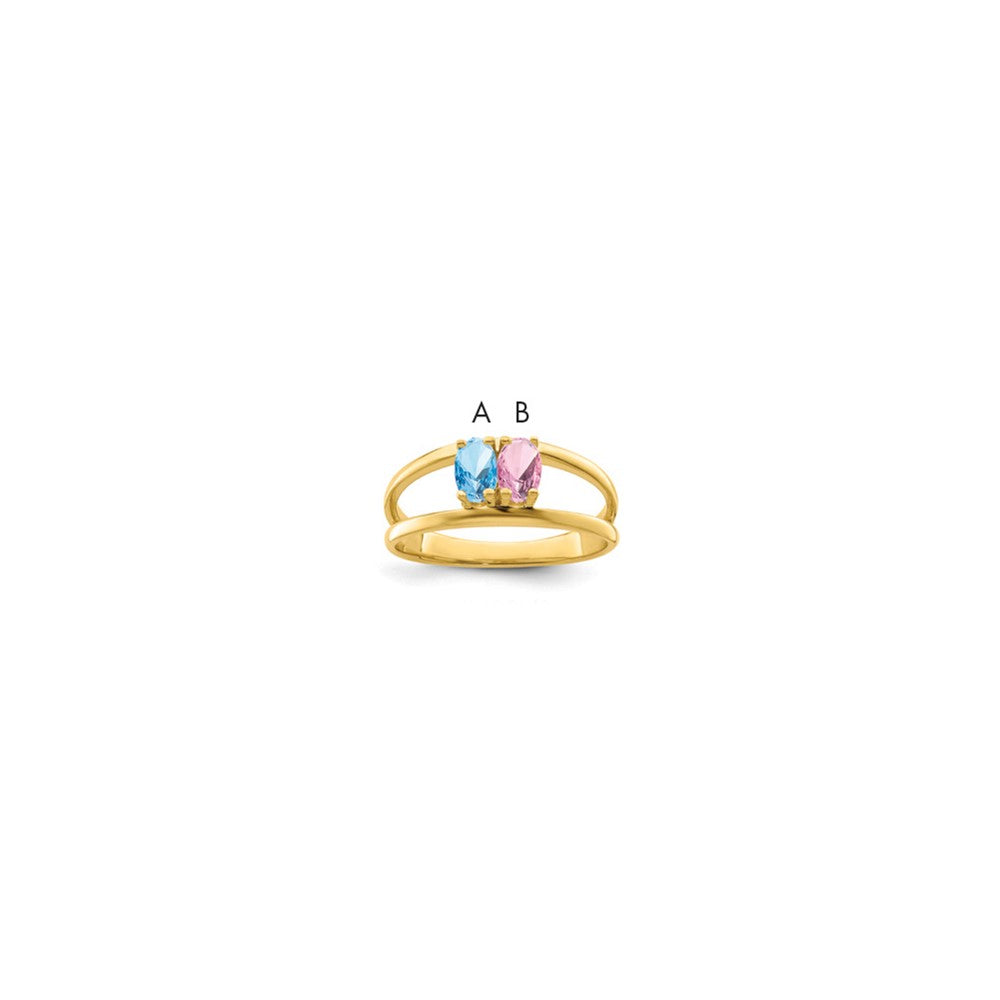 14k Polished 2-Stone Mothers Ring Mounting