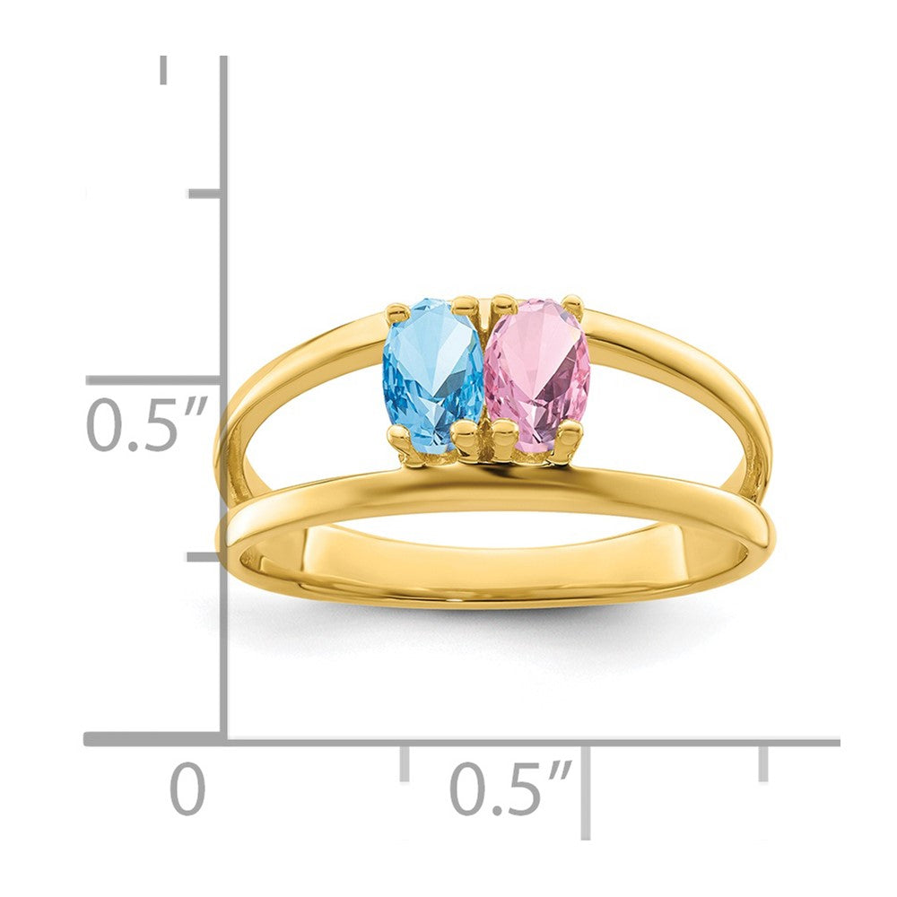 14k Polished 2-Stone Mothers Ring Mounting