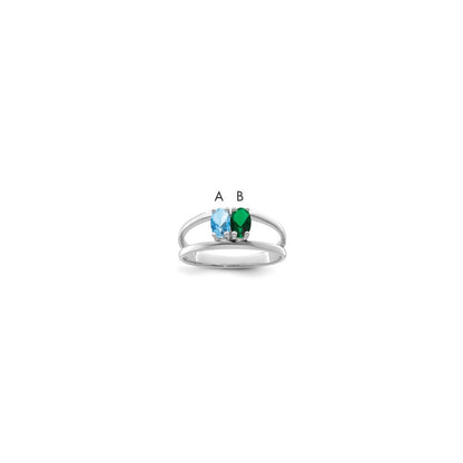 14k White Gold Polished 2-Stone Mothers Ring Mounting