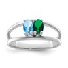 14k White Gold Polished 2-Stone Mothers Ring Mounting