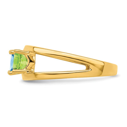 14k Polished 3-Stone Mothers Ring Mounting
