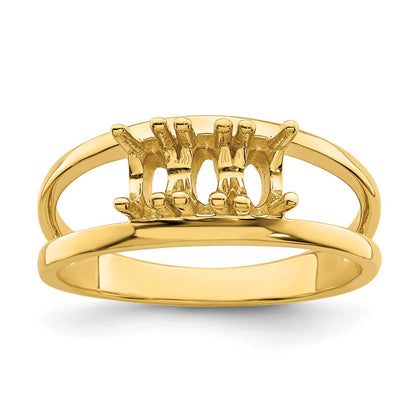 14k Polished 3-Stone Mothers Ring Mounting