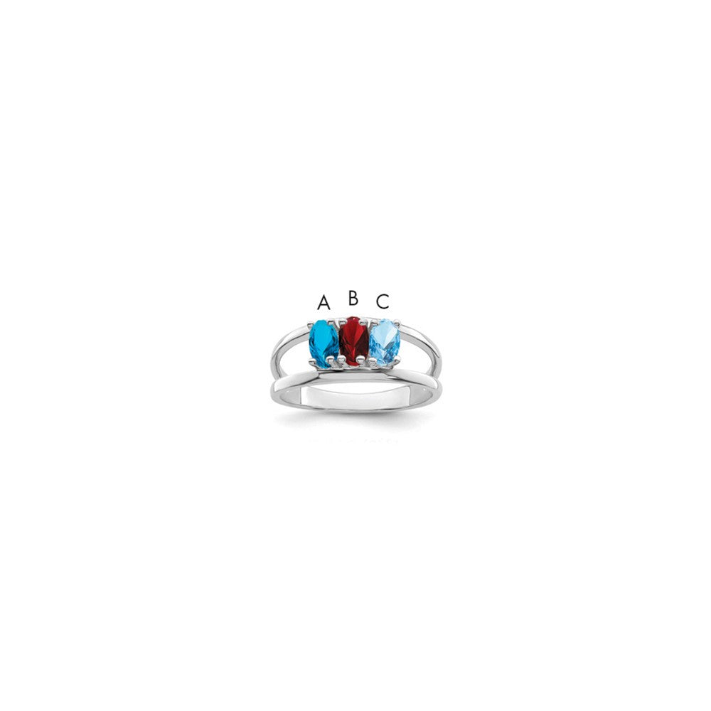 14k White Gold 3 Stone Mother's Ring Mounting