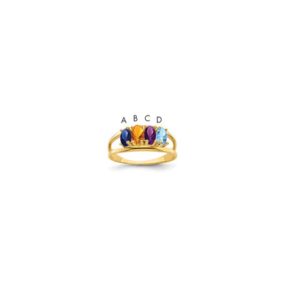 14k Polished 4-Stone Mothers Ring Mounting