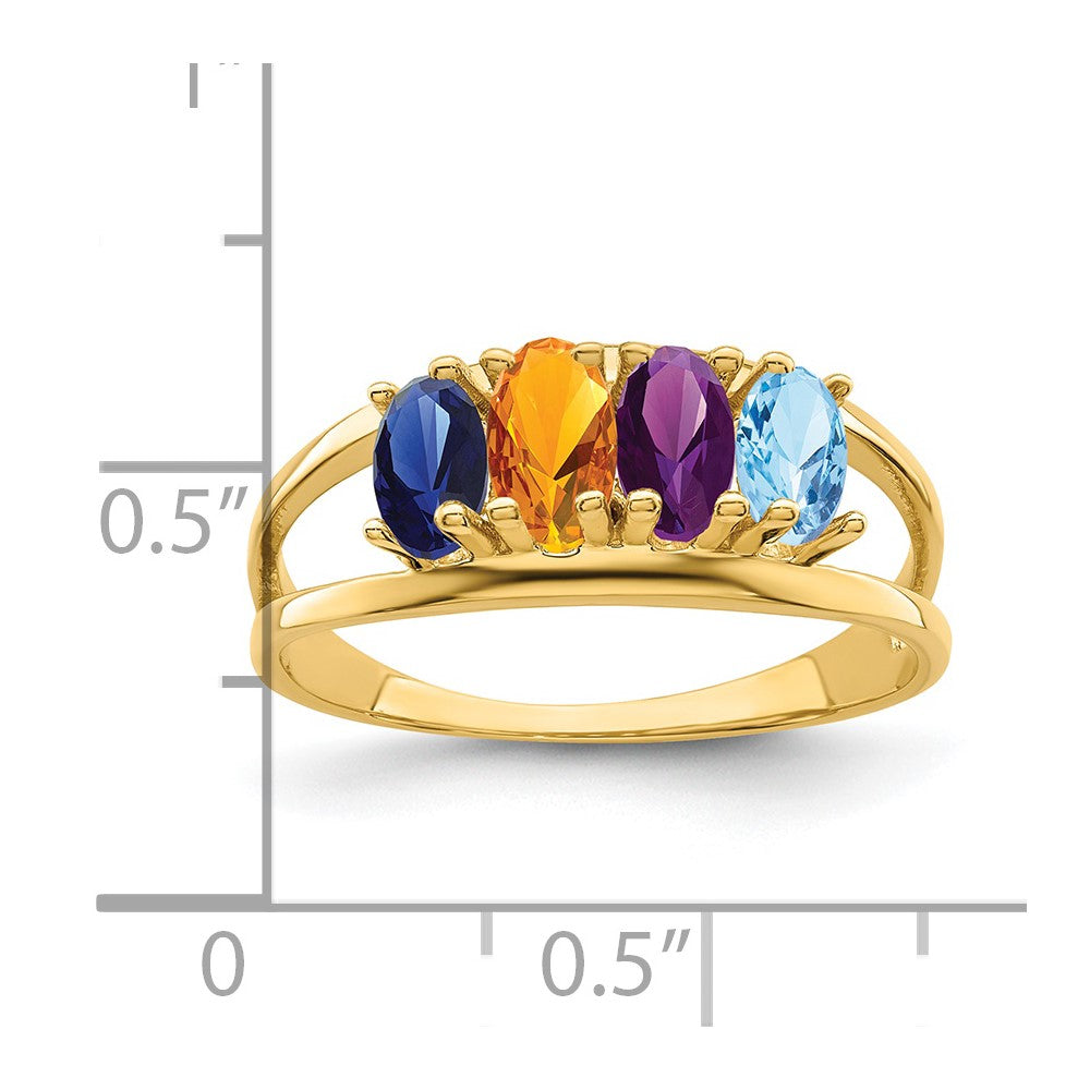 14k Polished 4-Stone Mothers Ring Mounting