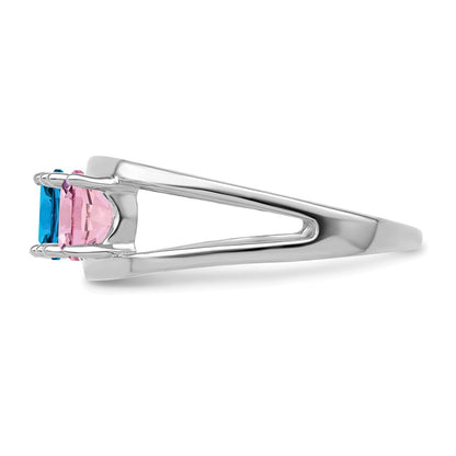 14k White Gold Polished 4-Stone Mothers Ring Mounting