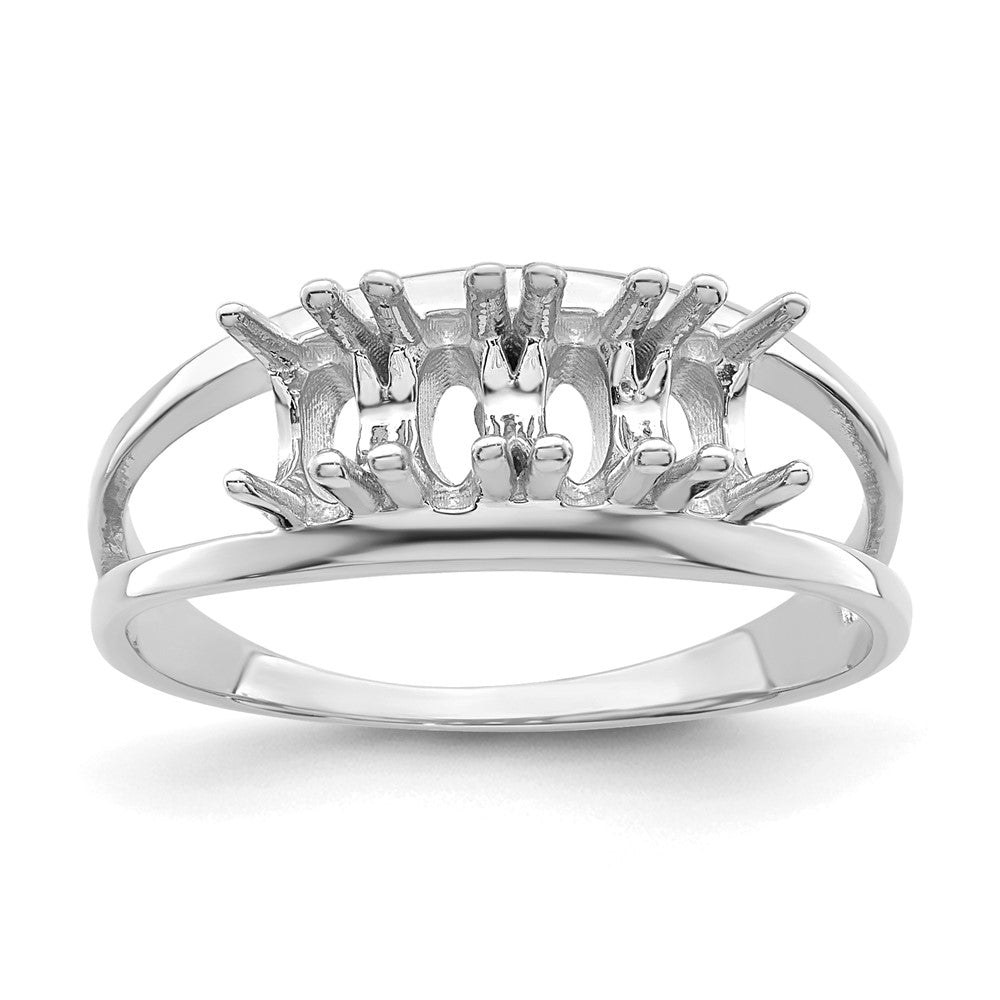 14k White Gold Polished 4-Stone Mothers Ring Mounting