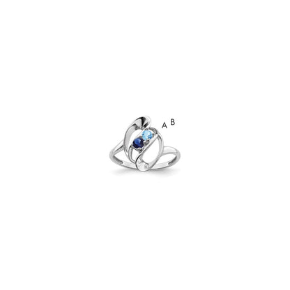 14k White Gold Polished 2-Stone Mothers Ring Mounting