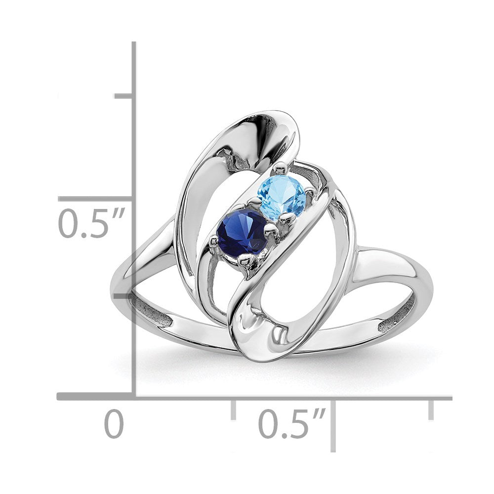 14k White Gold Polished 2-Stone Mothers Ring Mounting
