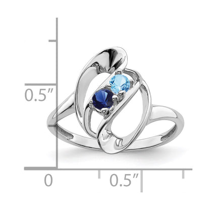 14k White Gold Polished 2-Stone Mothers Ring Mounting