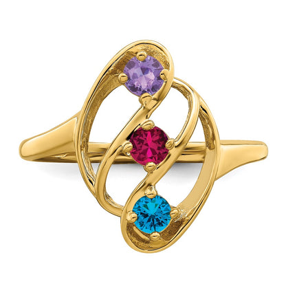14k Polished 3-Stone Mothers Ring Mounting