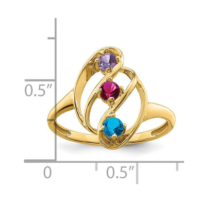 14k Polished 3-Stone Mothers Ring Mounting