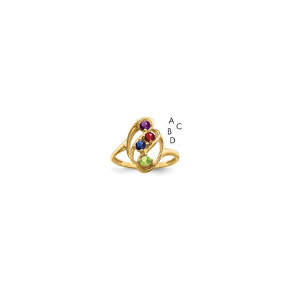 14k Genuine 4 Stone Mother's Ring