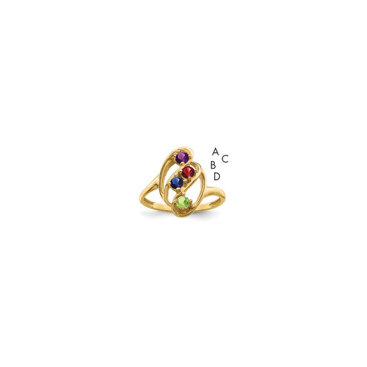 14k Polished 4-Stone Mothers Ring Mounting