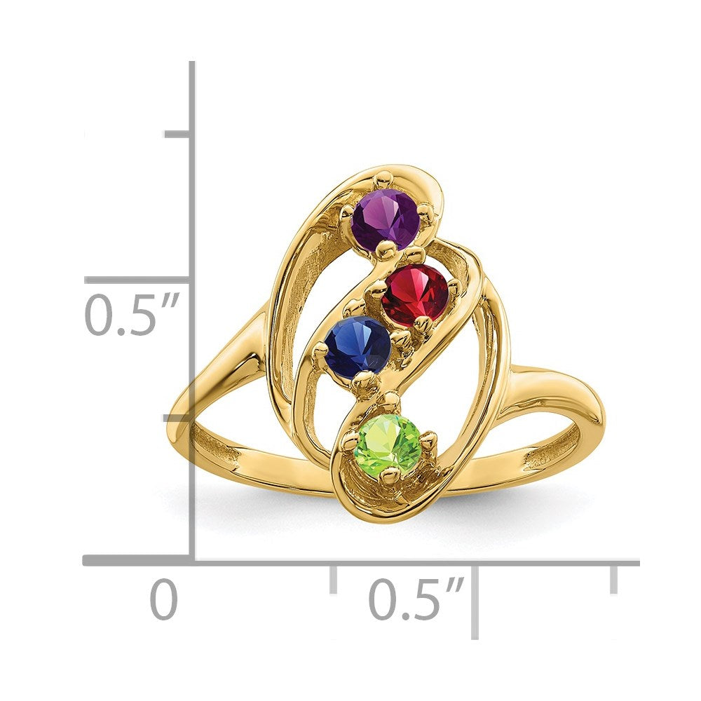 14k Polished 4-Stone Mothers Ring Mounting