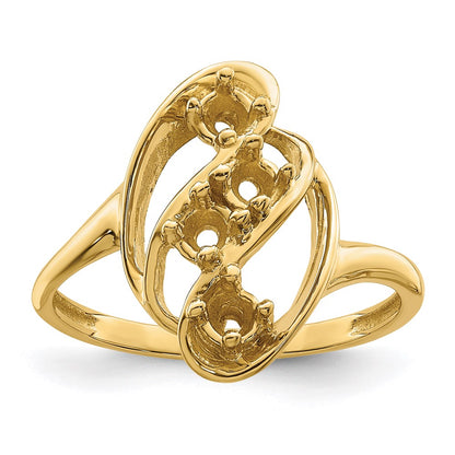 14k Polished 4-Stone Mothers Ring Mounting