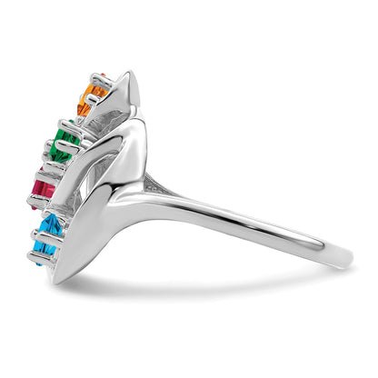 14k White Gold Polished 4-Stone Mothers Ring Mounting