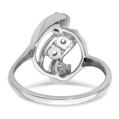 14k White Gold Polished 4-Stone Mothers Ring Mounting