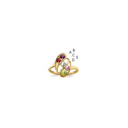 14k Polished 5-Stone Mothers Ring Mounting