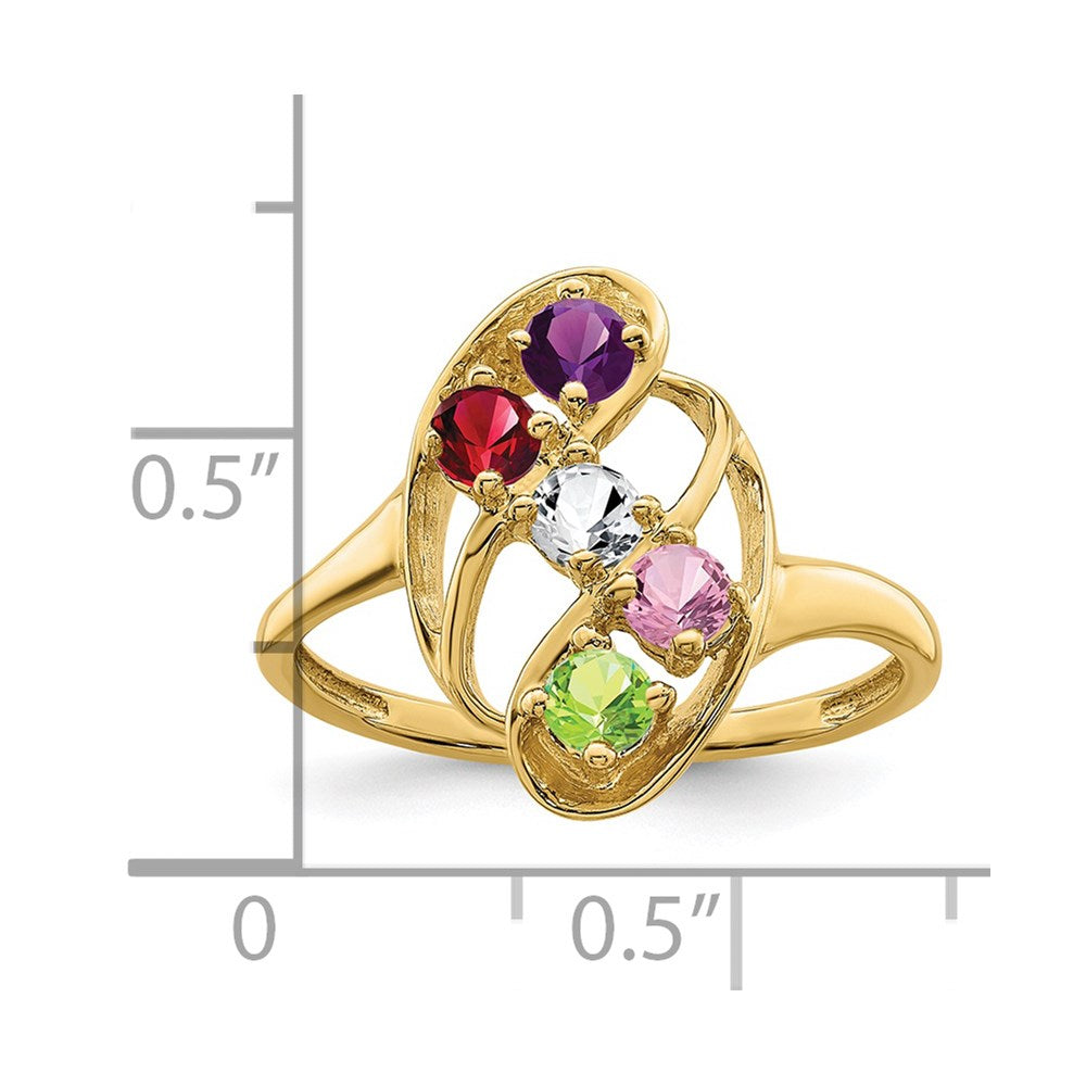 14k Polished 5-Stone Mothers Ring Mounting
