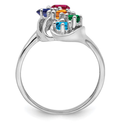 14k White Gold Polished 5-Stone Mothers Ring Mounting