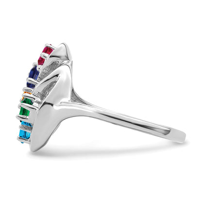 14k White Gold Polished 5-Stone Mothers Ring Mounting