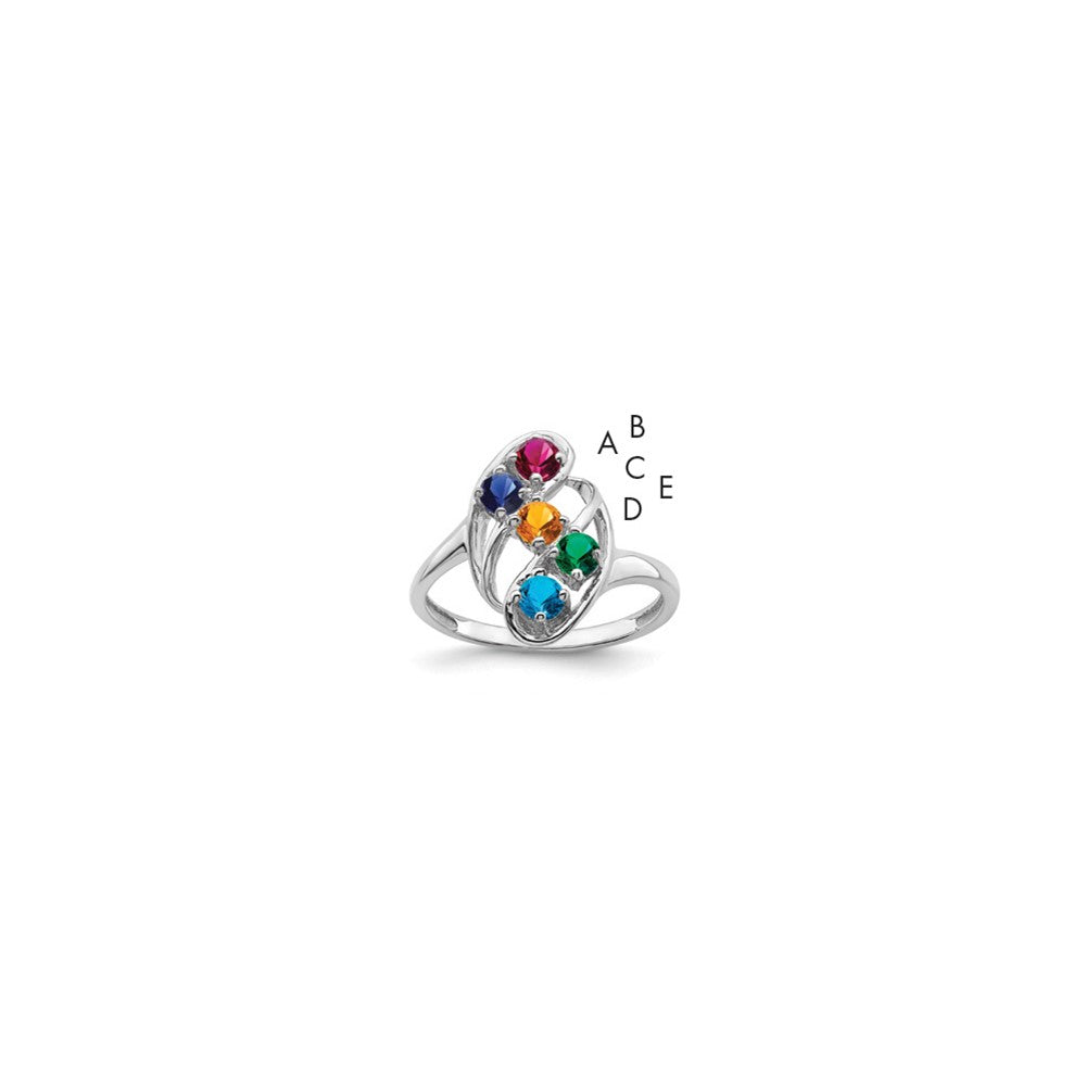 14k White Gold Polished 5-Stone Mothers Ring Mounting