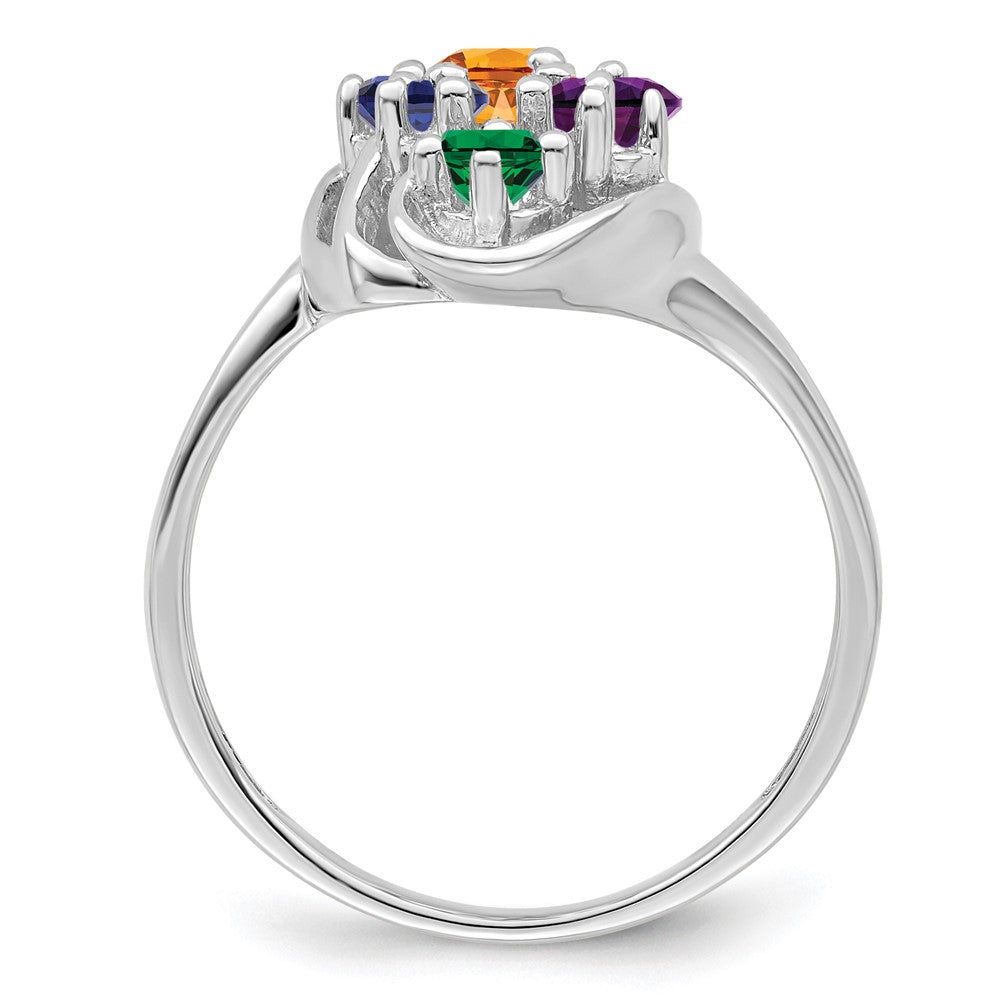 14k White Gold Polished 6-Stone Mothers Ring Mounting