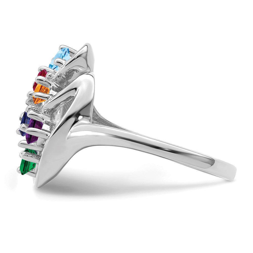 14k White Gold Polished 6-Stone Mothers Ring Mounting