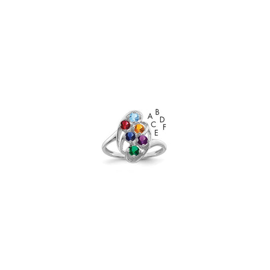 14k White Gold Polished 6-Stone Mothers Ring Mounting