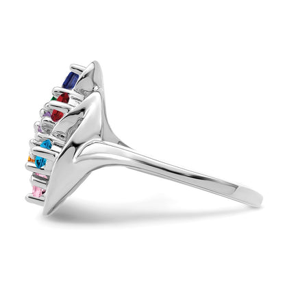 14k White Gold Polished 7-Stone Mothers Ring Mounting