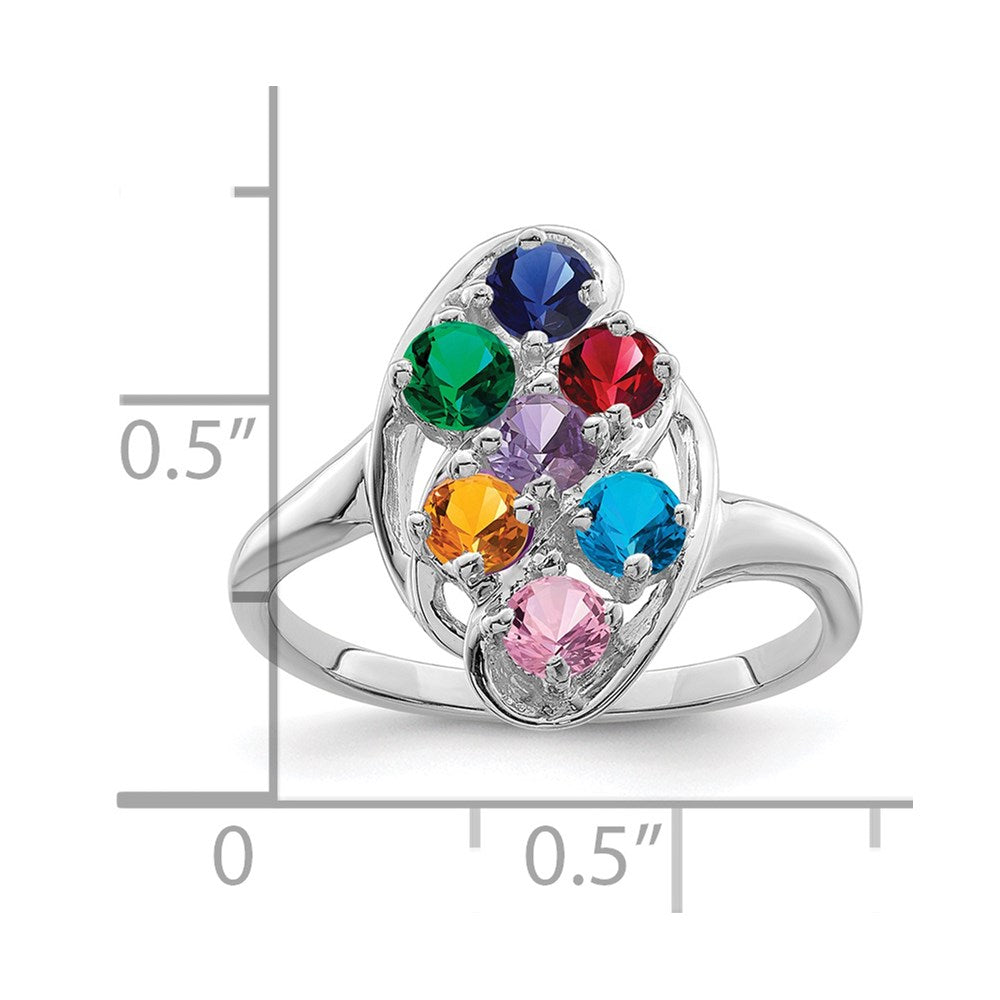 14k White Gold Polished 7-Stone Mothers Ring Mounting