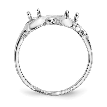 14k White Gold Polished 2-Stone Mothers Ring Mounting