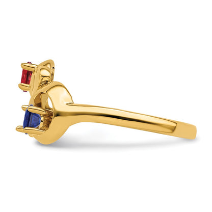 14k Polished 2-Stone Mothers Ring Mounting