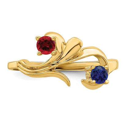 14k Polished 2-Stone Mothers Ring Mounting