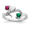 14k White Gold Polished 2-Stone Mothers Ring Mounting