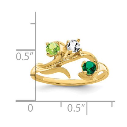 14k Polished 3-Stone Mothers Ring Mounting