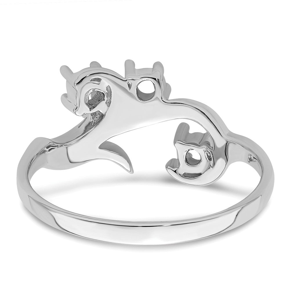 14k White Gold Polished 3-Stone Mothers Ring Mounting