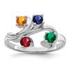 14k White Gold Polished 4-Stone Mothers Ring Mounting