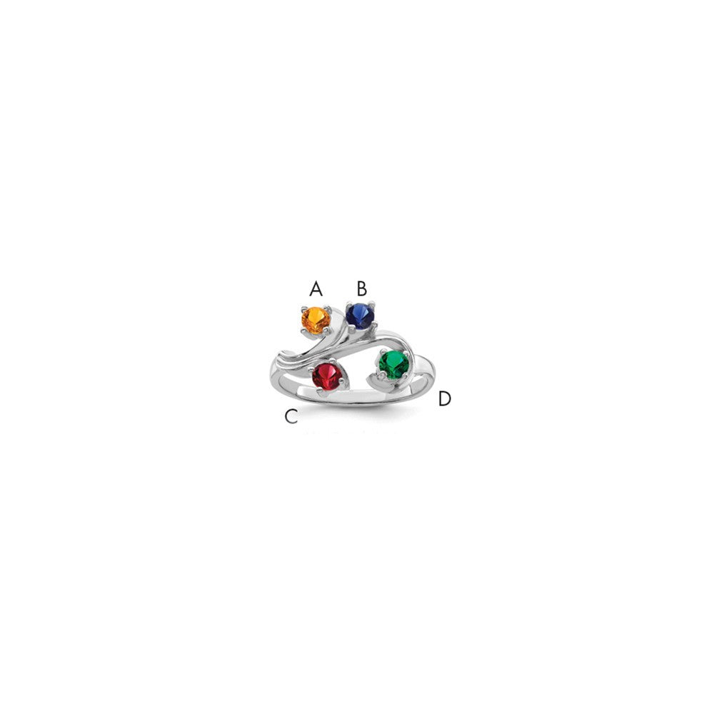 14k White Gold Polished 4-Stone Mothers Ring Mounting