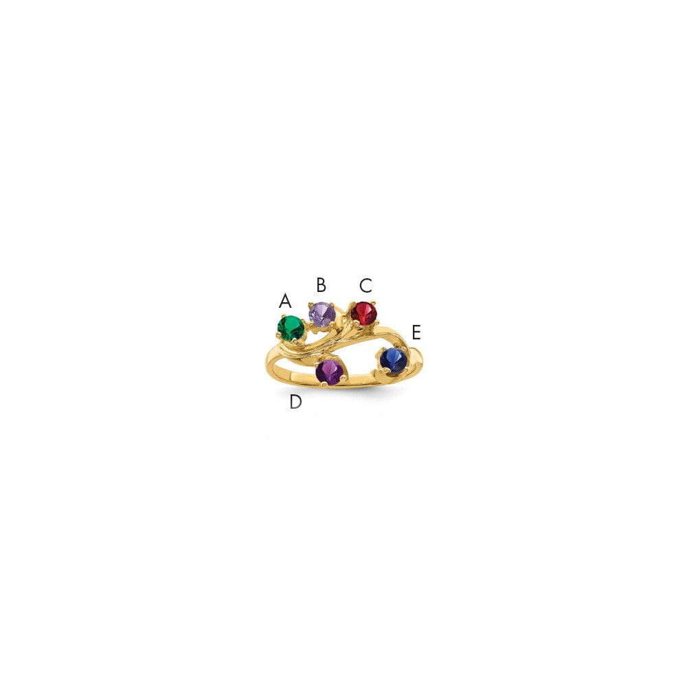 14k Polished 5-Stone Mothers Ring Mounting
