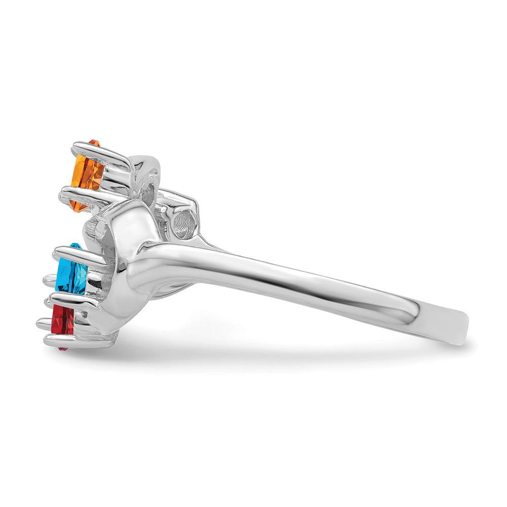 14k White Gold Polished 5-Stone Mothers Ring Mounting