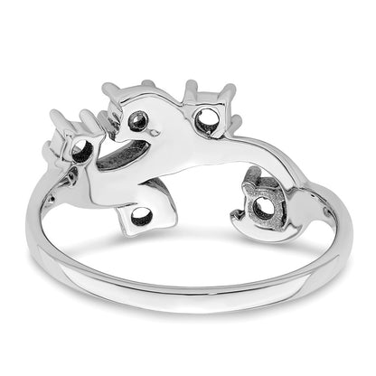 14k White Gold Polished 5-Stone Mothers Ring Mounting