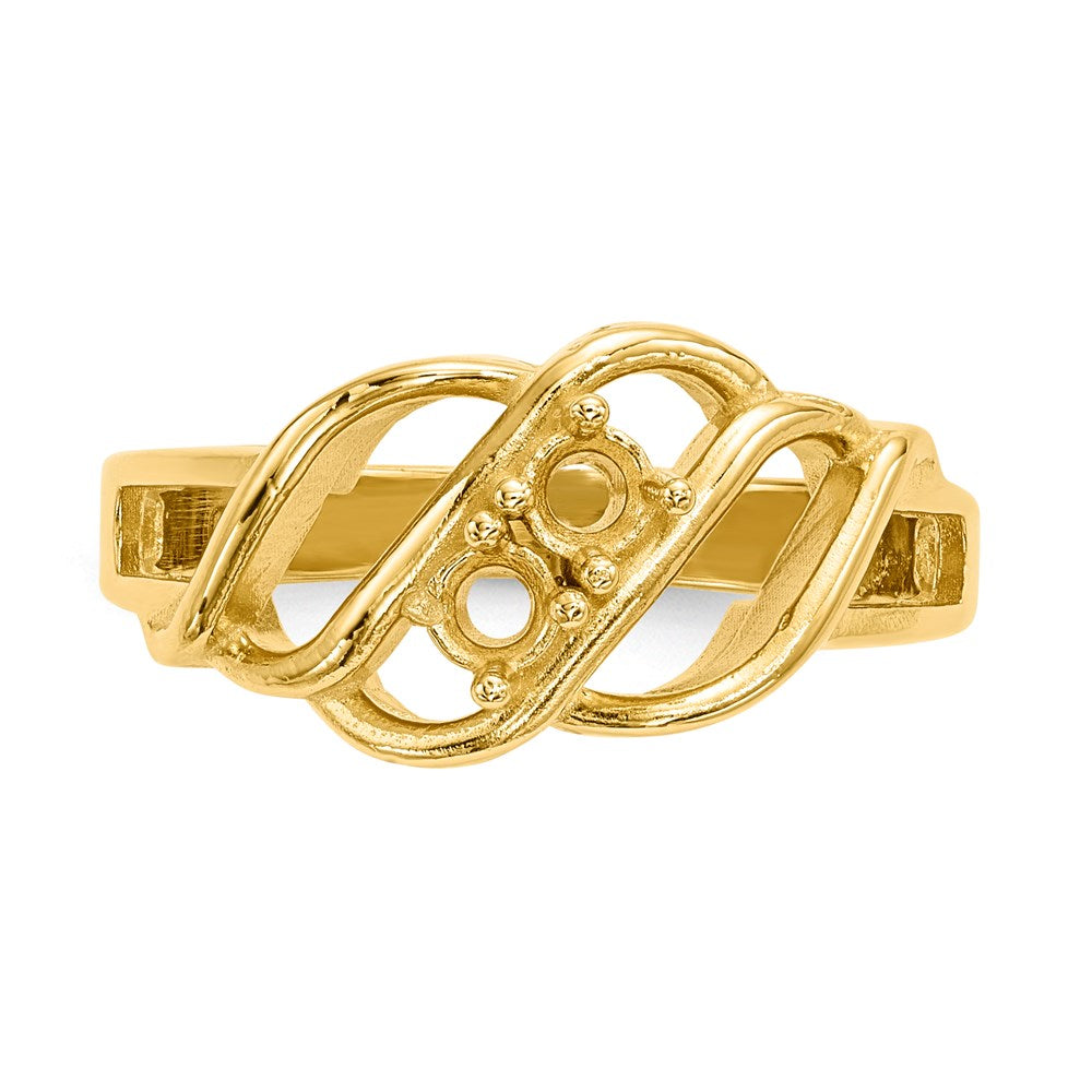 14k Polished 2-Stone Mothers Ring Mounting