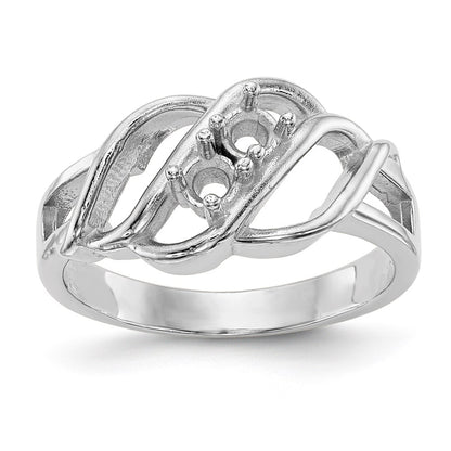 14k White Gold Polished 2-Stone Mothers Ring Mounting