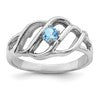 14k White Gold Polished 1-Stone Mothers Ring Mounting